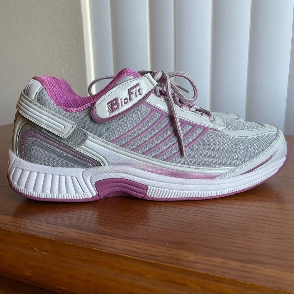 Orthofeet BioFit Verve 973 Tie-Less Comfort Sneakers Pink/Gray Size 10 Wide